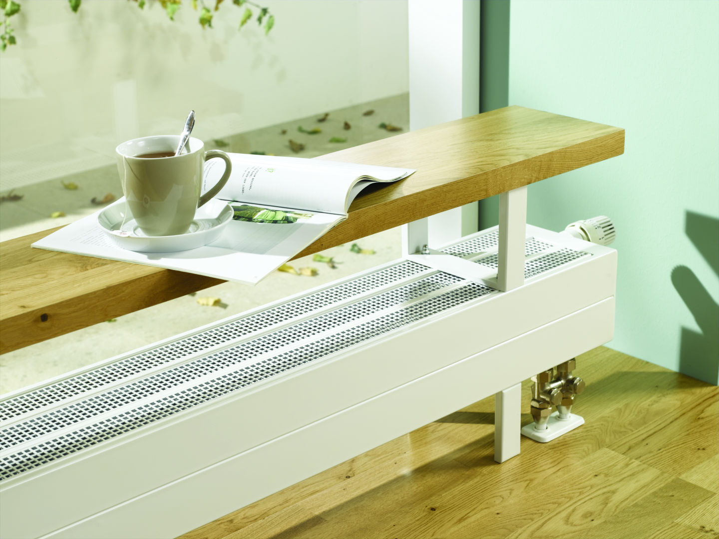 Kermi V-Konvektor Typ21 BH140x72x2400mm QN1303, weiß, 6 bar, o. Abd., Vent. re