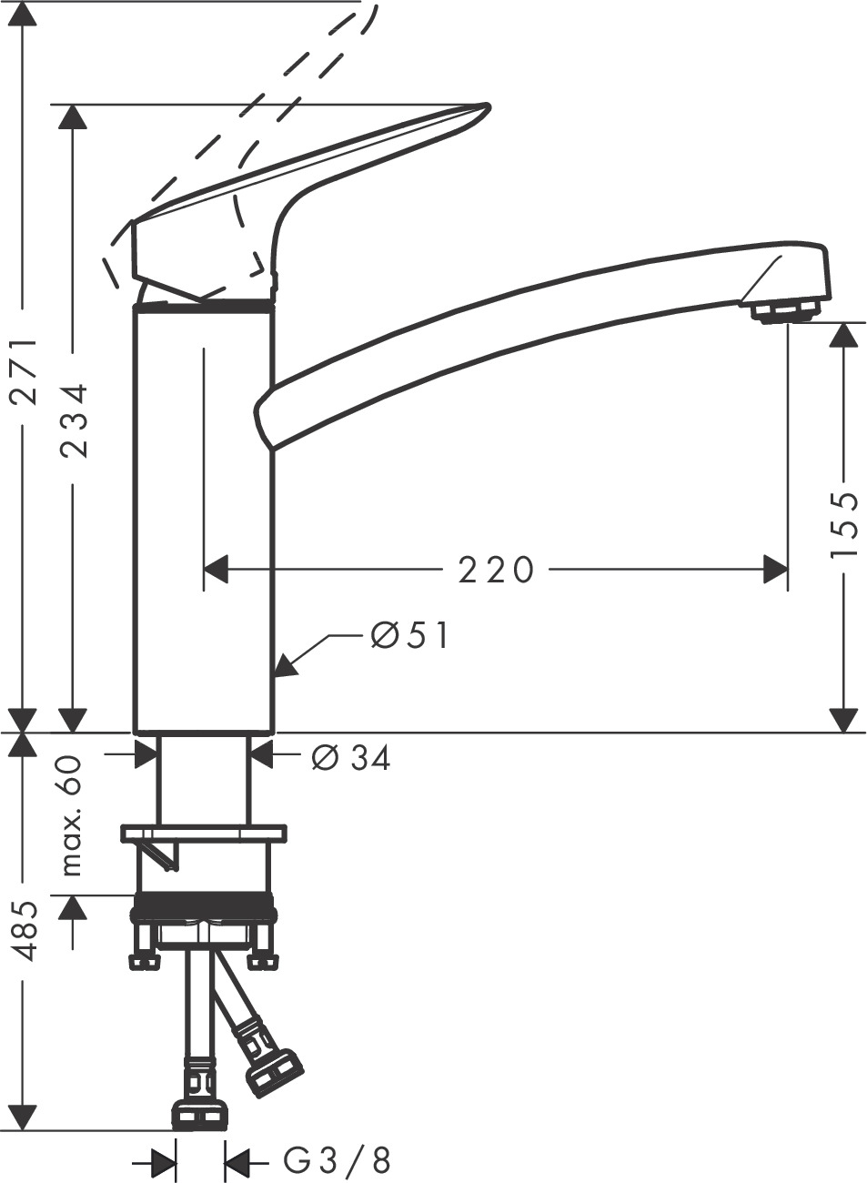Hansgrohe Spültischmischer 160 Logis M31 1jet chrom