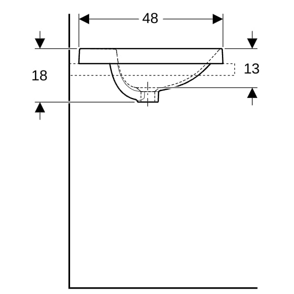 Geberit VariForm Einbauwaschtisch, rund m.HLB, d:48cm, o.Ül., glasiert, weiß