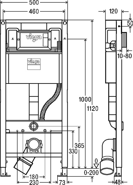 Viega WC Element Prevista Dry 8590 in 1120x500mm