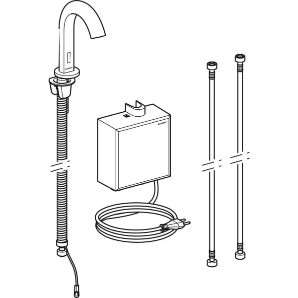 Geberit Piave WT-Arm., Standmontage, Netz mit AP-Funkt.Box, m.Misch., edst.gebü.