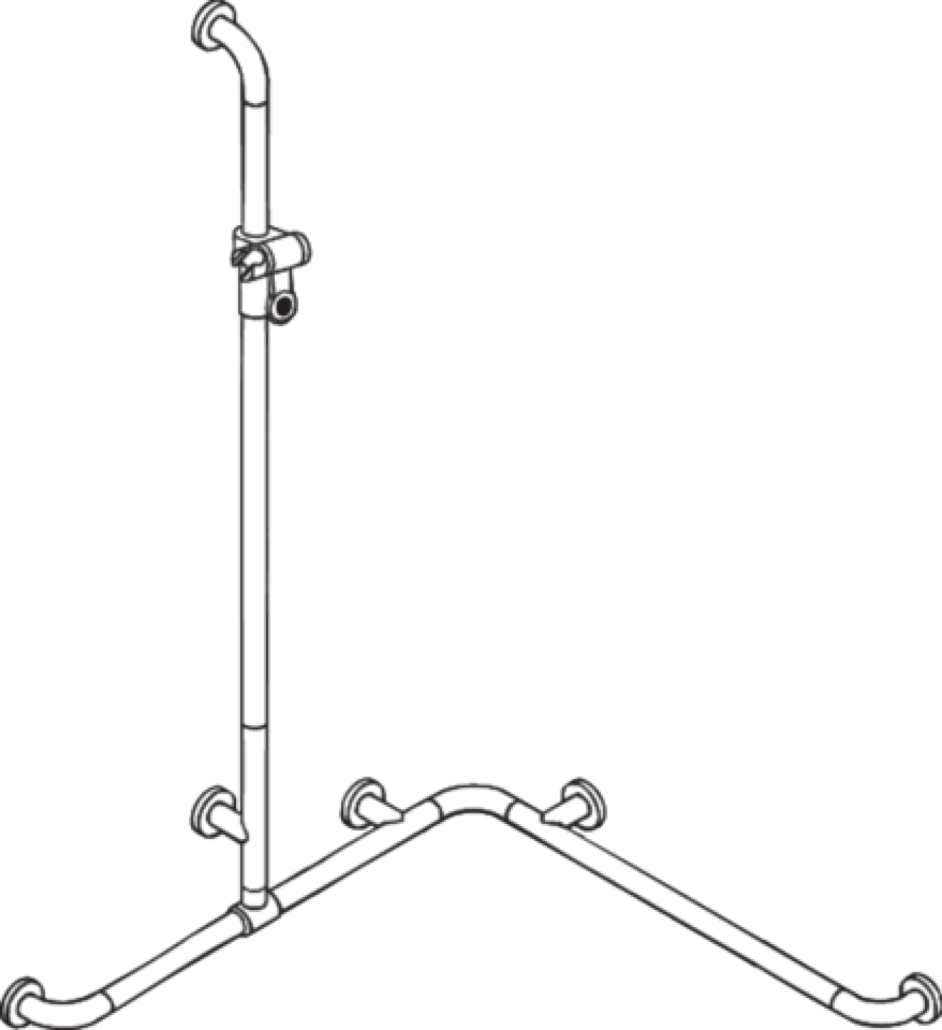 HEWI DU-Wannenhdl. m.Br.H.St., AM1:1250,W1/2:762, Alu.-Kern reinweiß