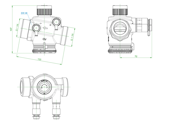 OVENTROP-Regulierventil "Cocon QTZ" mit Messventilen, DN25,beids.AG,400-2500 l/h OVENTROP-Regulierventil "Cocon QTZ" mit Messventilen, DN25,beids.AG,400-2500 l/h