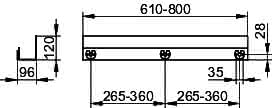KEUCO Duschablage 24953 auf Maß, 610-800 x 120 x 90 mm, schwarzgrau