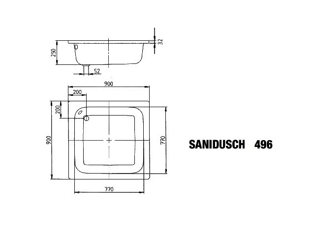 KA DW SANIDUSCH Mod.496,900x900mm, pergamon