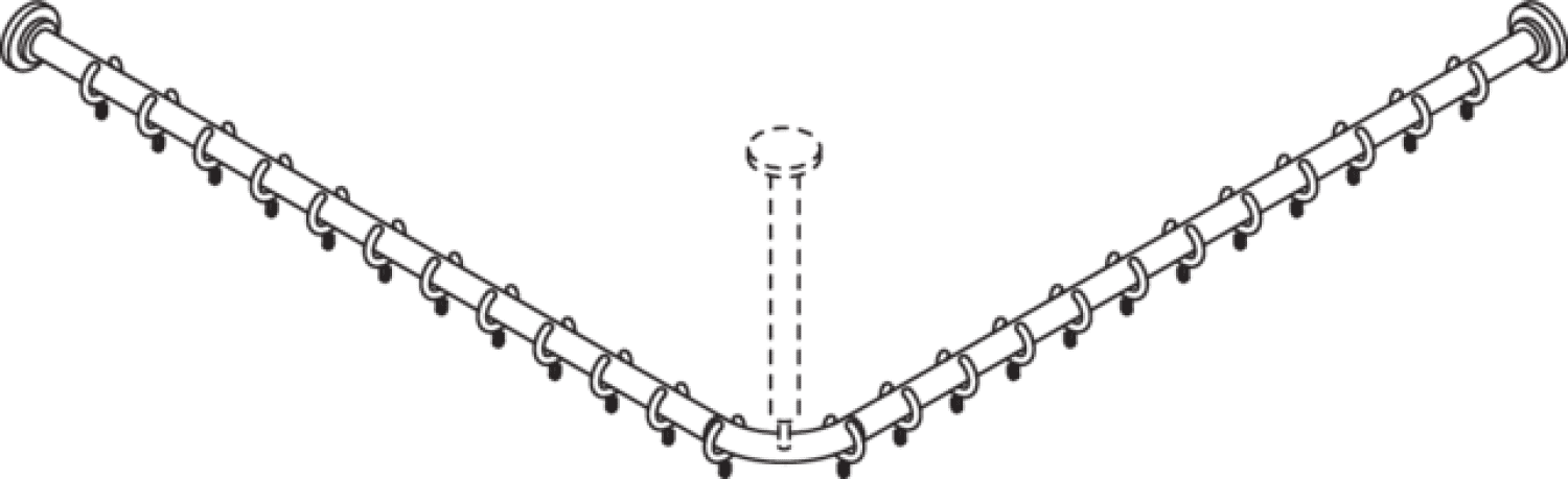 HEWI VH-Stange Ser 801, AM:1183x1183mm, 24 Ringe, suizidhemmend reinweiß