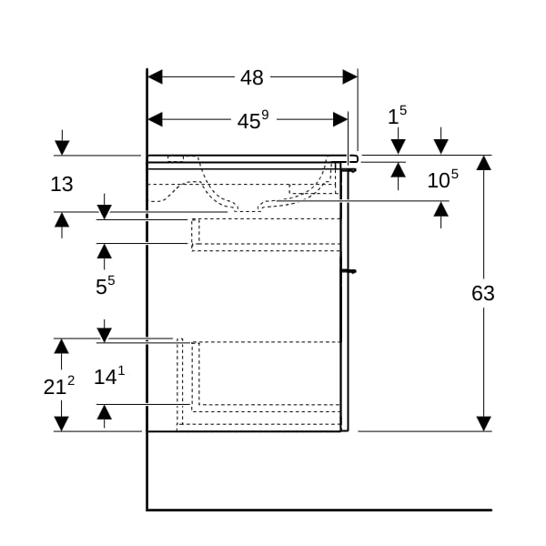 Geberit iCon Set MWT m. US, 2 Schubl. 60x63x48cm, weiß matt/KeraTect