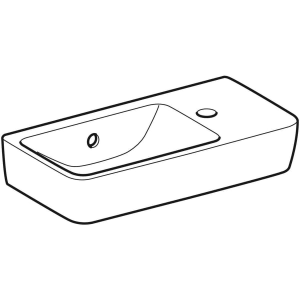Geberit Renova Compact HWB, verk. Ausladung 50x25cm, Hl. rechts, m. Ül., weiß, Tect