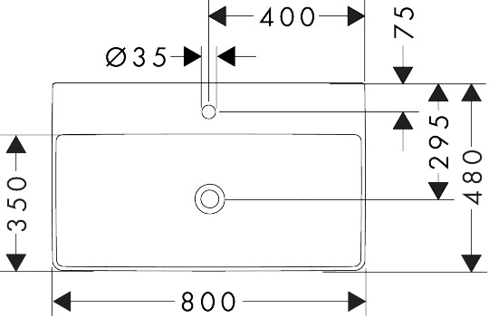 Hansgrohe Waschtisch Xelu Q 800x480 mm mit Hahnloch ohne Überlauf weiß