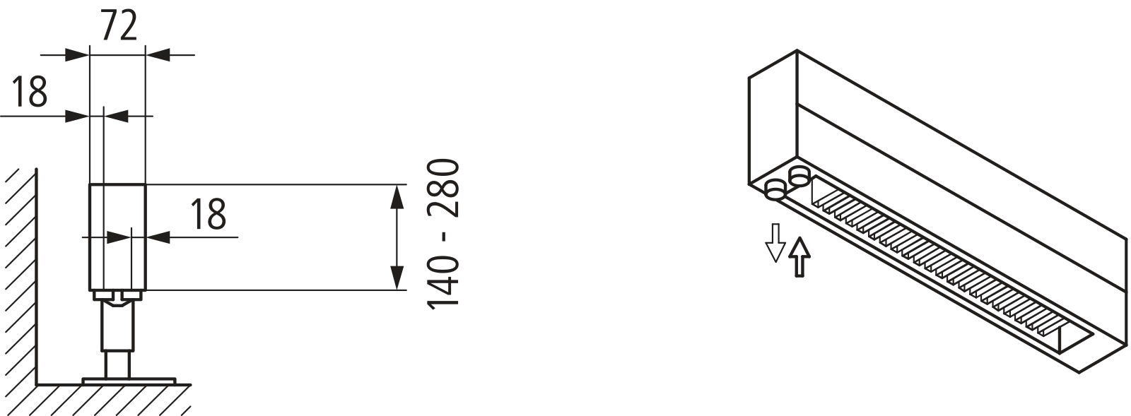 Kermi Konvektor Typ21 BH140x72x3200mm QN1738,weiß,6bar, m. Abd., AB Uni.