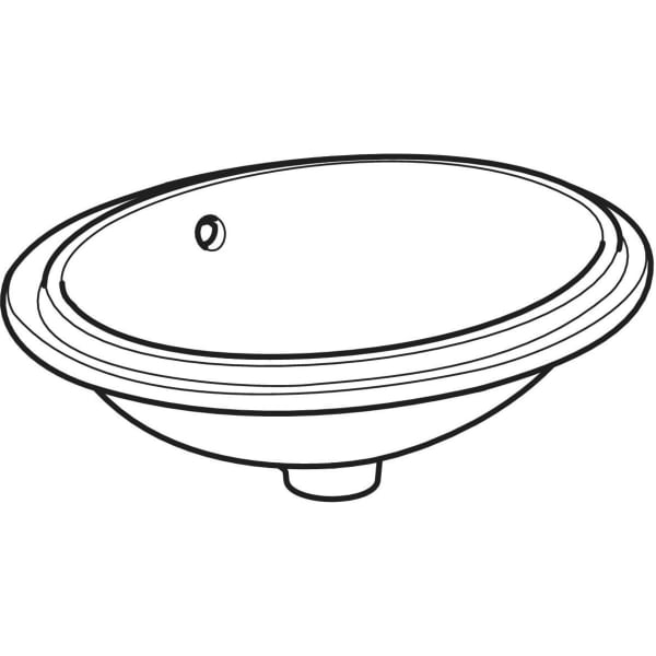Geberit VariForm Unterbauwaschtisch, oval d:49,5x42cm, o. Hl, m. Ül., gl weiß,Tect