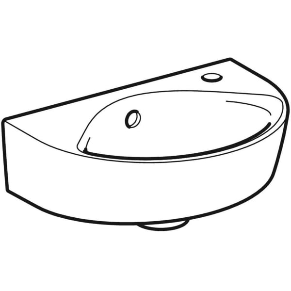 Geberit Renova HWB, verk. Ausladung 36x25cm, m. Hl. rechts, m.Ül., weiß Tect