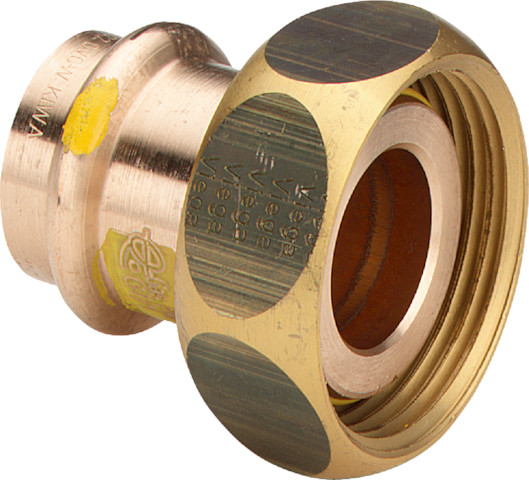 Viega Verschraubung mit SC Profipress G 2661 für Gas in 18mm x G1 3/8 Rotguss