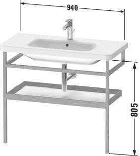 Duravit Möbel-Acc. HTH mit Ablage DuraStyle 440x940x805mm, basalt matt/eiche massiv