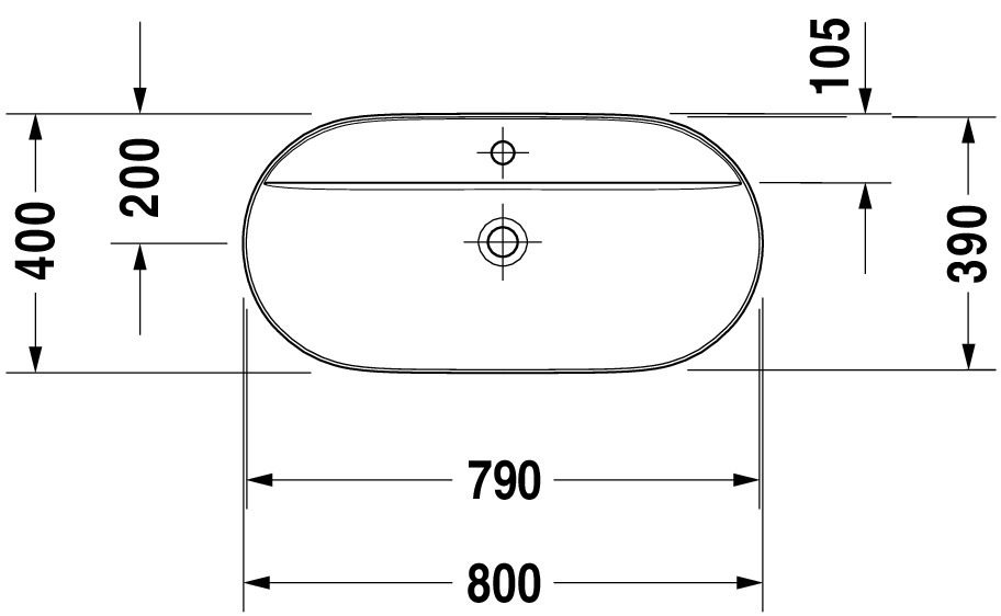 DU Aufsatzbecken Luv 800mm o.ÜL, m.HLB, 1 HL, grau seidenmatt, WG
