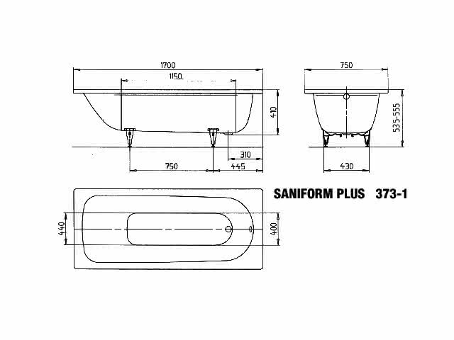 KA BW SANIFORM PLUS Mod.373-1,1700x750mm ,alpinweiß
