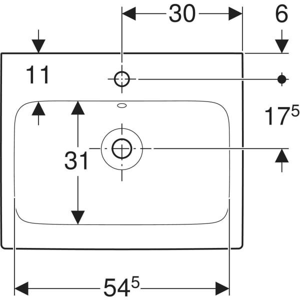 Geberit iCon Waschtisch, 60x48,5cm m. Hl., m. Ül., weiß, KeraTect