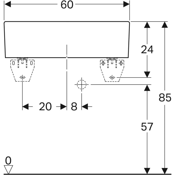 Geberit Publica Mehrzweckbecken ohne Überlauf 60x13x40cm, weiß