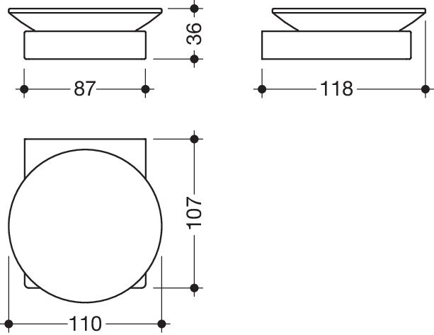 HEWI S.-Schale Gl.m. Halter Sys 100, Halter chrom