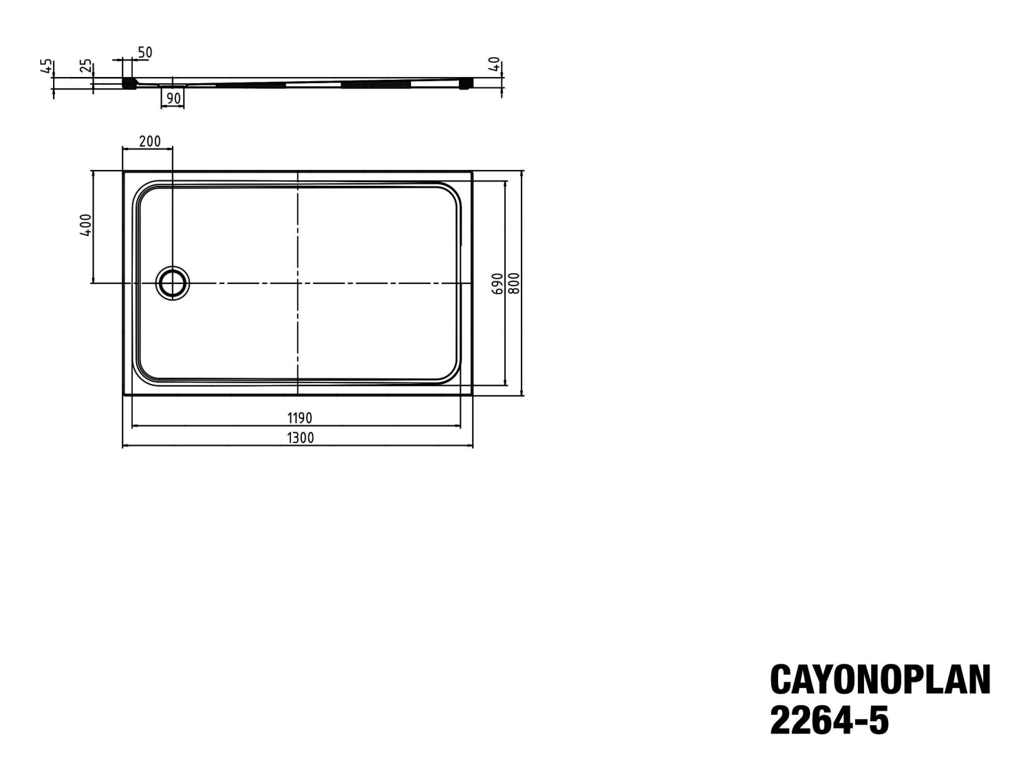 KA DW CAYONOPLAN Mod.2264-5,800x1300mm, alpwe,AS,Wt extrafl.