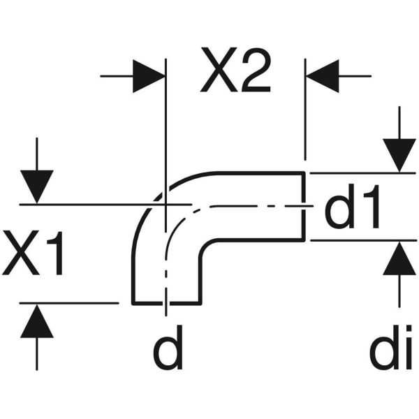 Geberit PE Anschlussbogen 90Gr für Manschette d50/di44