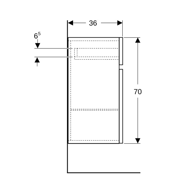 Geberit Renova Plan Seitenschrank m. 1 Tür 1 Schublade, 39x70x36cm, lava