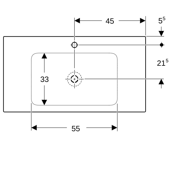 Geberit ONE Möbelwaschtisch 90x48 cm m.Hl., o.Ül., weiß, KeraTect