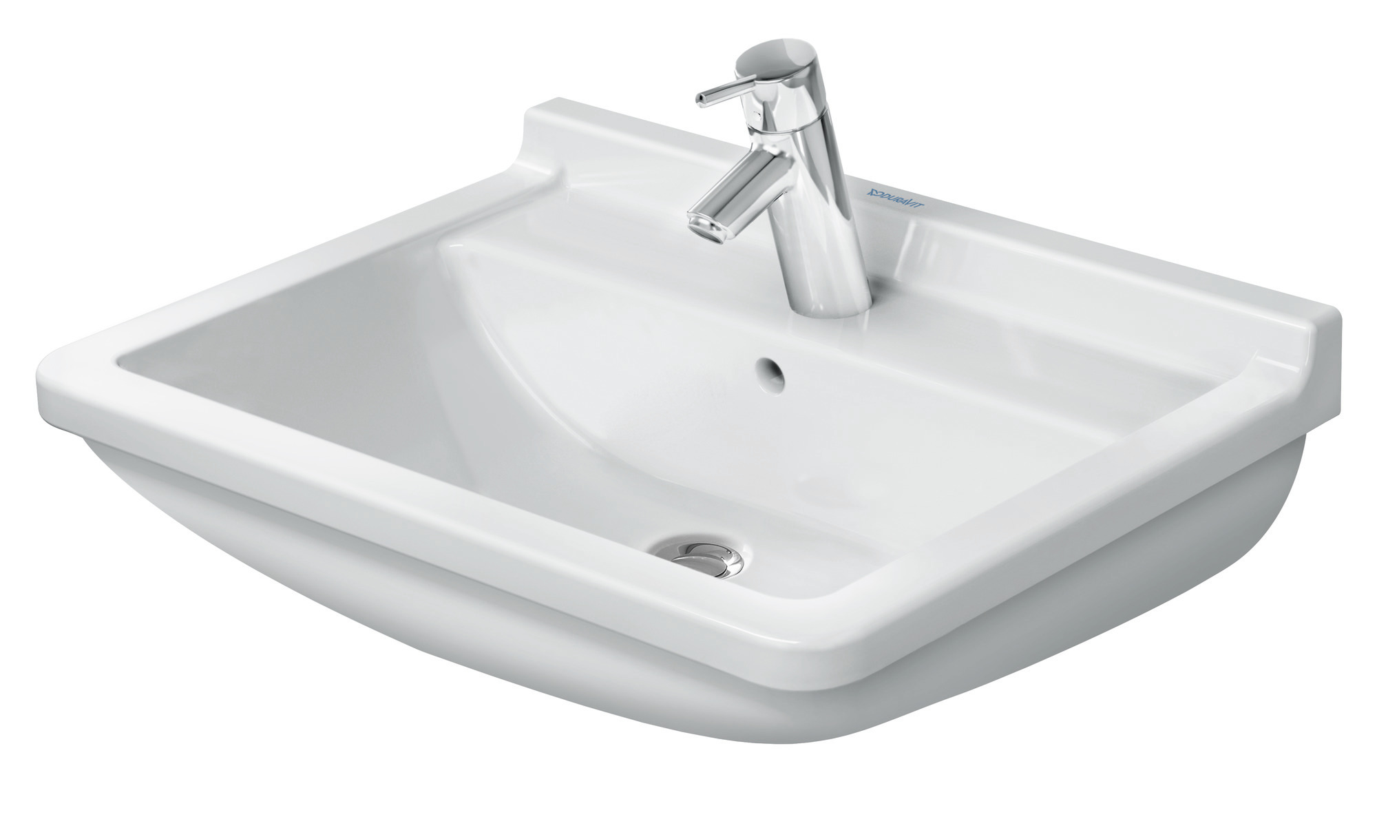 Duravit Waschtisch Starck 3 600 mm mit ÜL, mit HLB, 1 HL, weiß WonderGliss