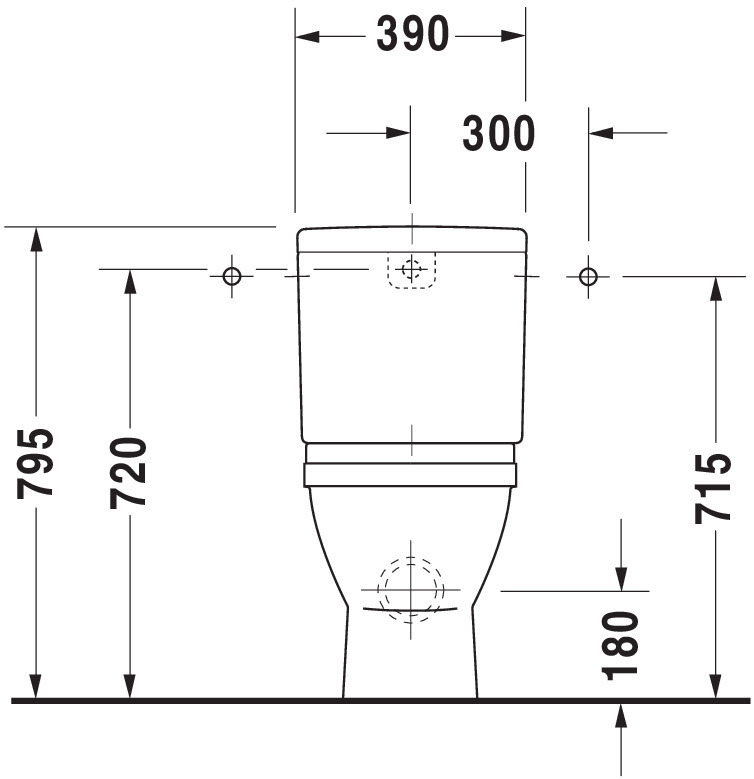 DU Stand-WC Kombi Starck 3 655 mm Tiefspüler, f.SPK, Abg.waagr., weiß WG