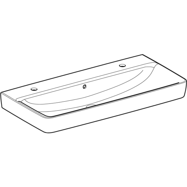 Geberit Renova Plan Waschtisch 100x48cm zwei Hl., m. Ül., weiß, KeraTect