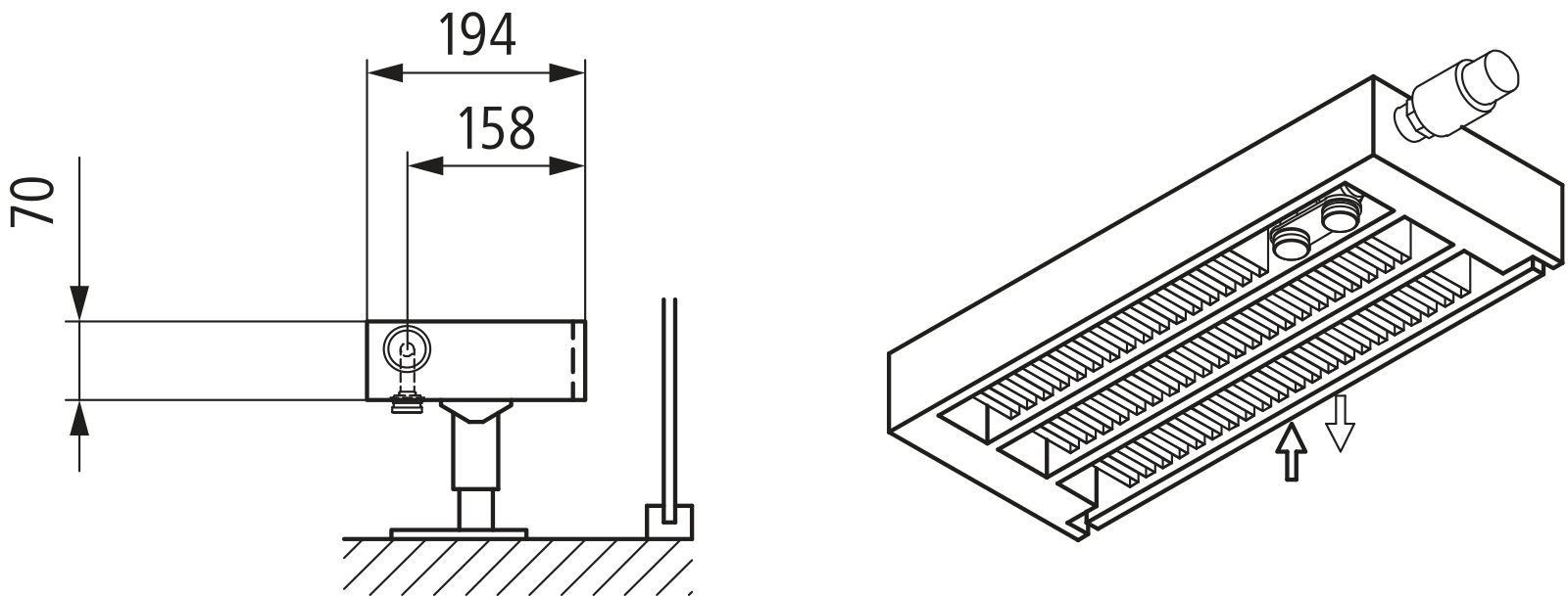Kermi V-Kon S Typ33 BH70x194x500mm QN360, weiß, 6 bar, o. Abd., Vent. re