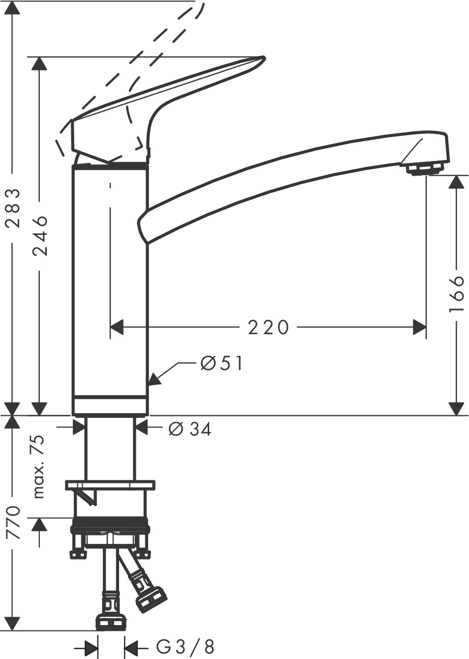 Hansgrohe Spültischmischer 160 Logis M31 Vorfenster 1jet chrom
