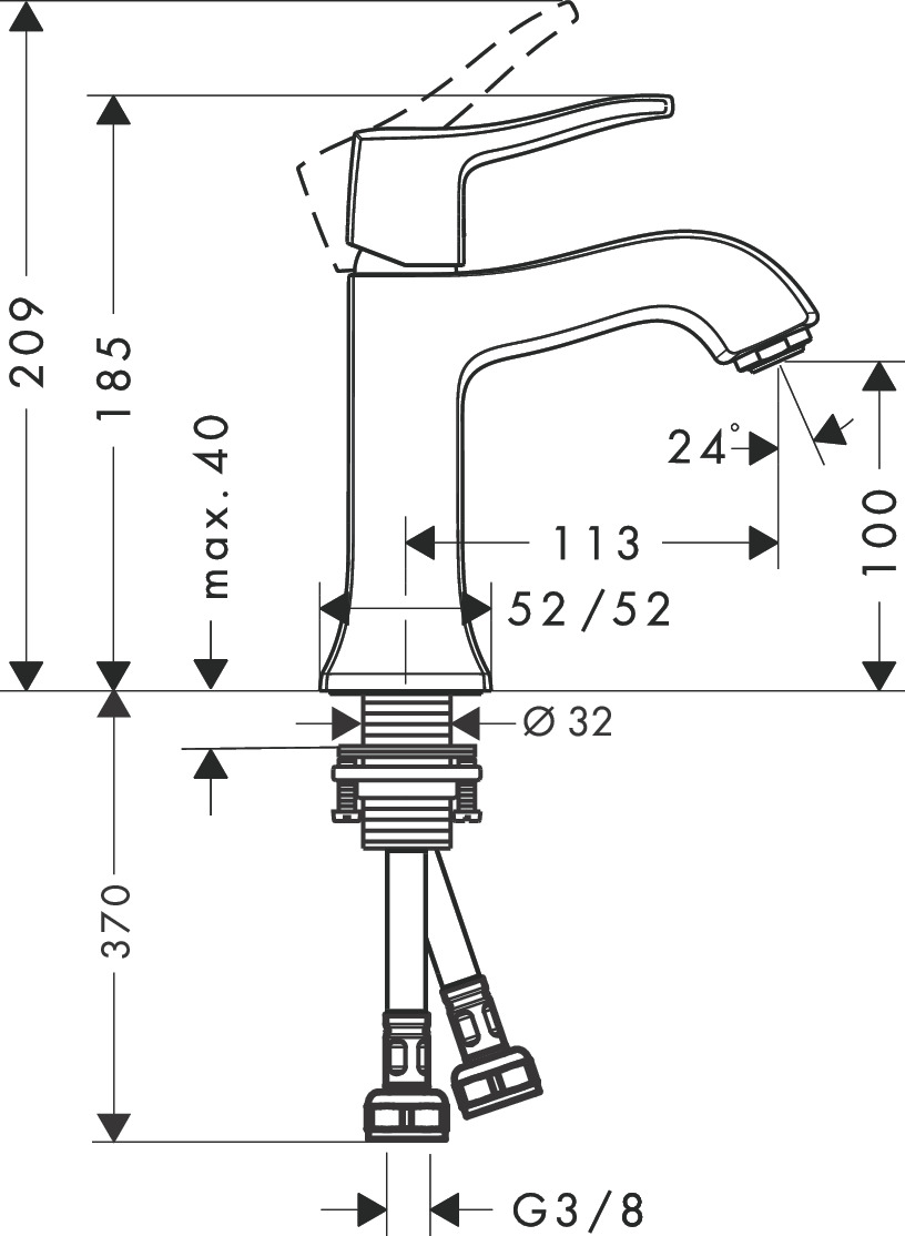 Hansgrohe Waschtischmischer Metris Classic ohne Ablaufgarnitur chrom