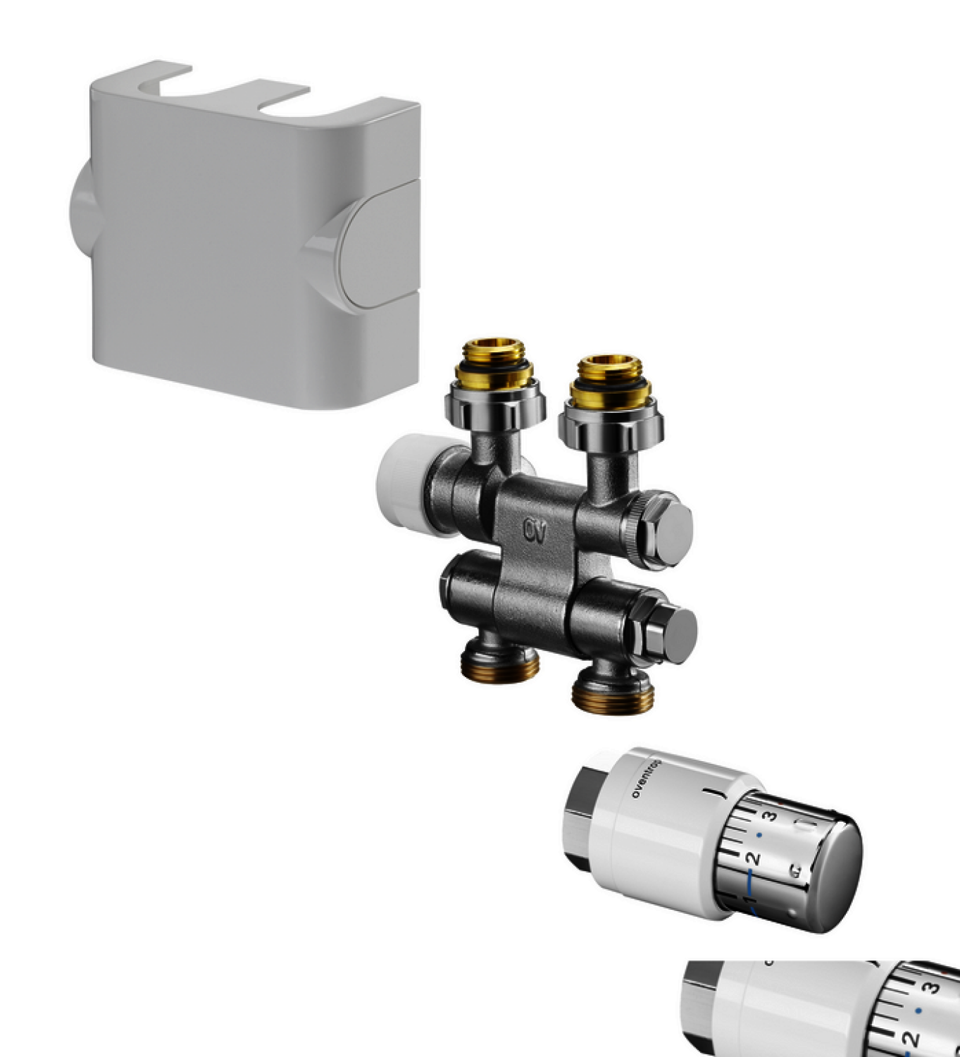 OVENTROP-Anschluss-Set für Badheizkörper "Multiblock TF/Uni SH",schwenkb.,verchr.