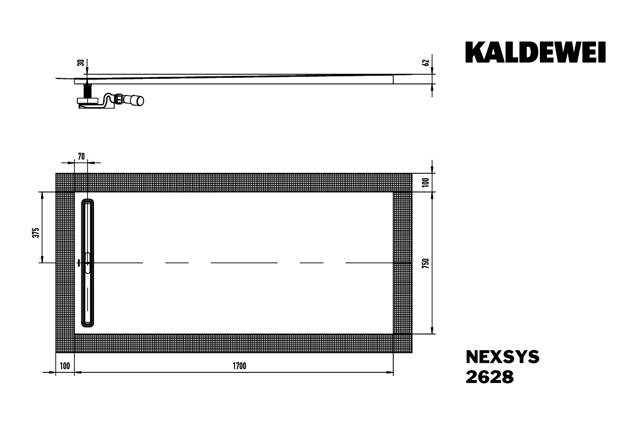 KA DW NEXSYS Mod.2628,750x1700mm, alpinweiß matt,Secure Plus