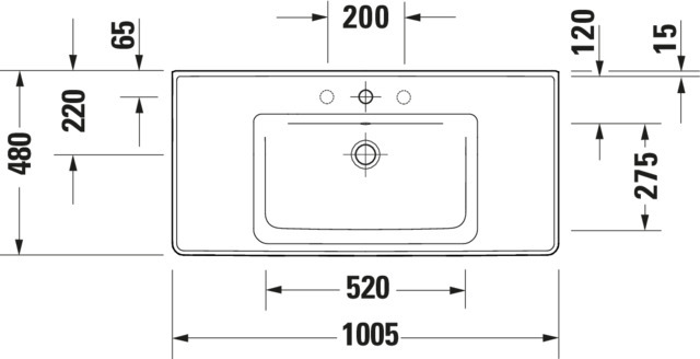 DU Waschtisch D-Neo, 1005mm, weiß mit ÜL, mit HLB, o.HL