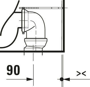 Duravit Qatego Stand-WC TS, 600mm,Back to w. Rimless, Abg. Waager.,Weiß HG, HYG