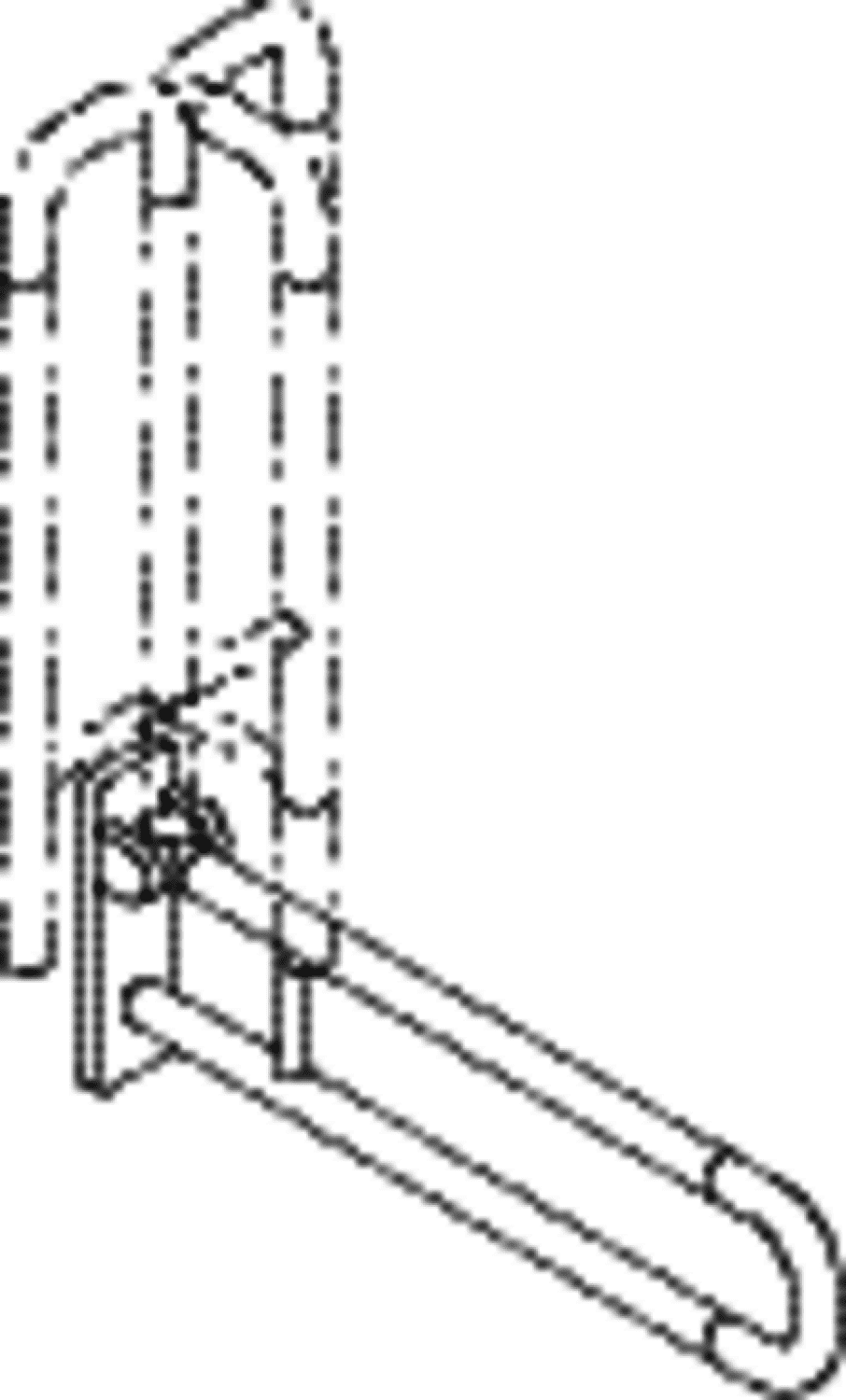 HEWI Stützklappgriff drehb. Ser 801, L:700mm, Aluminiumkern reinweiß