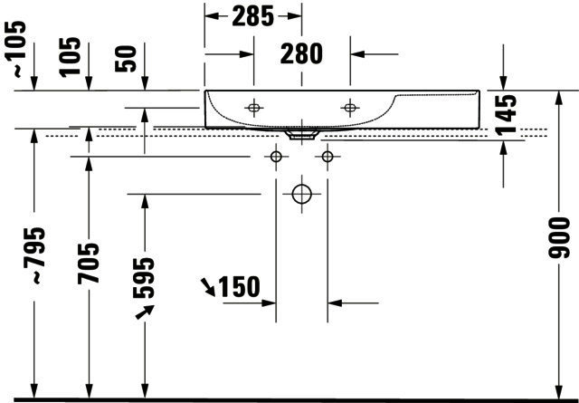 DU Möbel-WT DuraSquare 800mm, Weiß o.ÜL, m.HLB, 1 HL, Becken l., geschl.