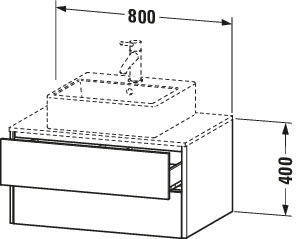 DU WTU XSquare 400x800x548mm,wandhängend Weiß Matt, 2 Schubkästen