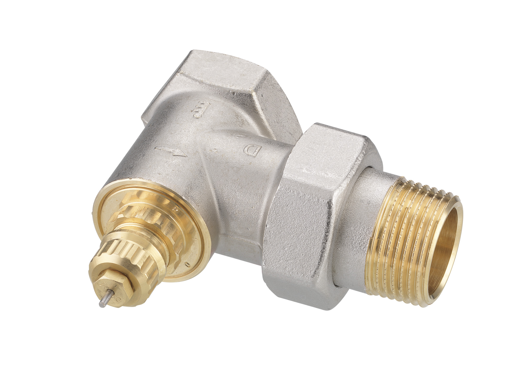 Danfoss Ventilgehäuse RA-G 25 R 1/1, Eck, matt vernickelt
