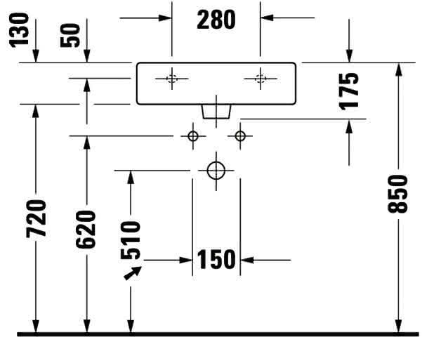 DU Waschtisch Vero 500 mm mit ÜL, mit HLB, 1 HL, weiß