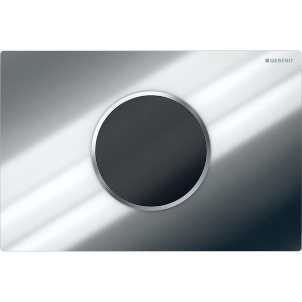 Geberit Sigma10 WC-Strg. rund, elek.Sp., Batt autom/bl, chrom glänzend / chrom matt