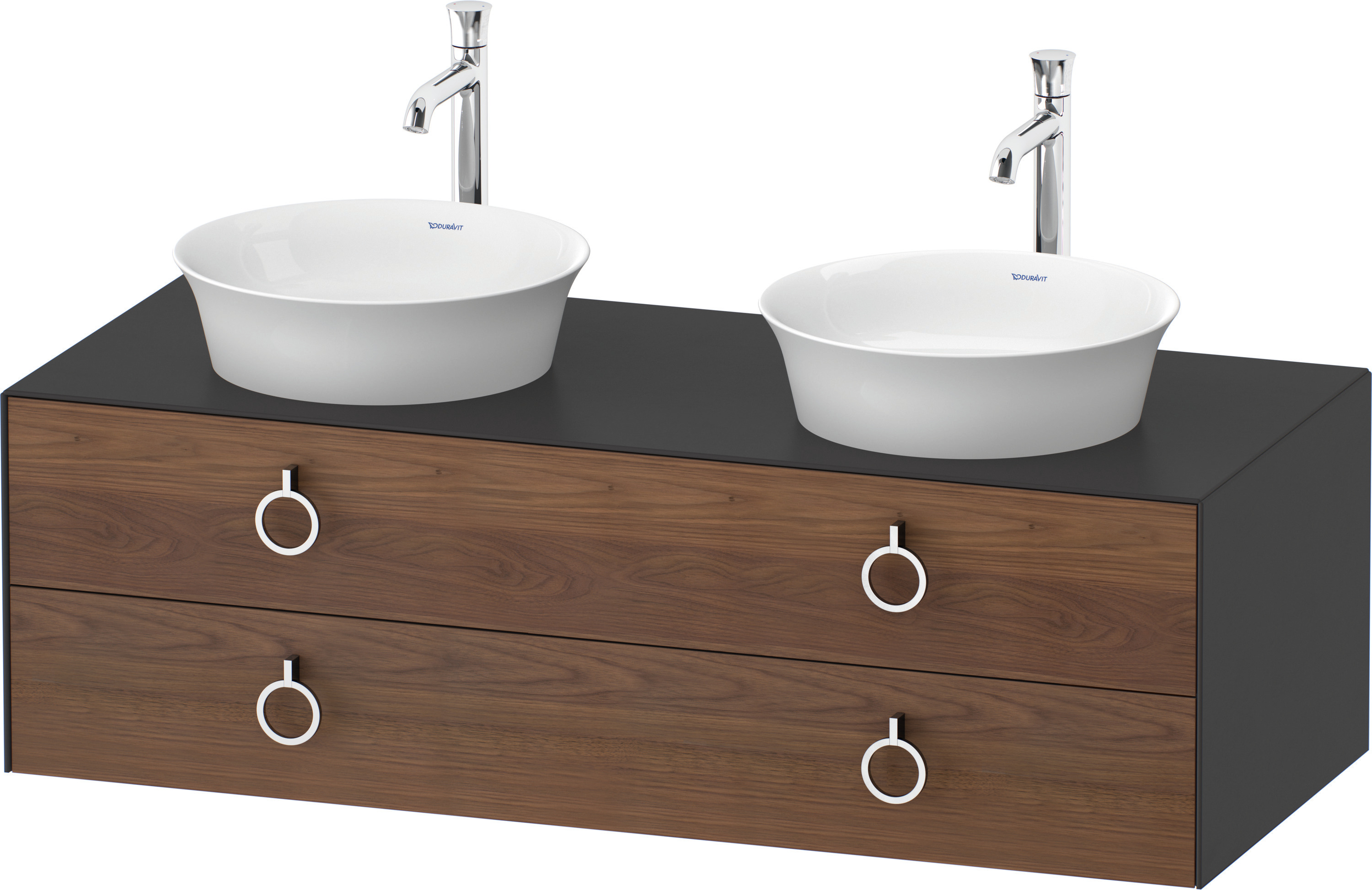 Duravit WTU wandh.White Tulip,2Schk.,m.Griff Aus.b,408x1300x550,A.Nussb.M./Graph.Sdm