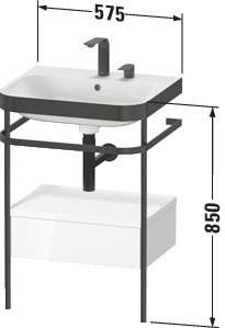 Duravit Metallkons.u.SK.m.Happy D.2 Plus,2 HL 850x575x490mm, bodenst., Weiß Hochglanz