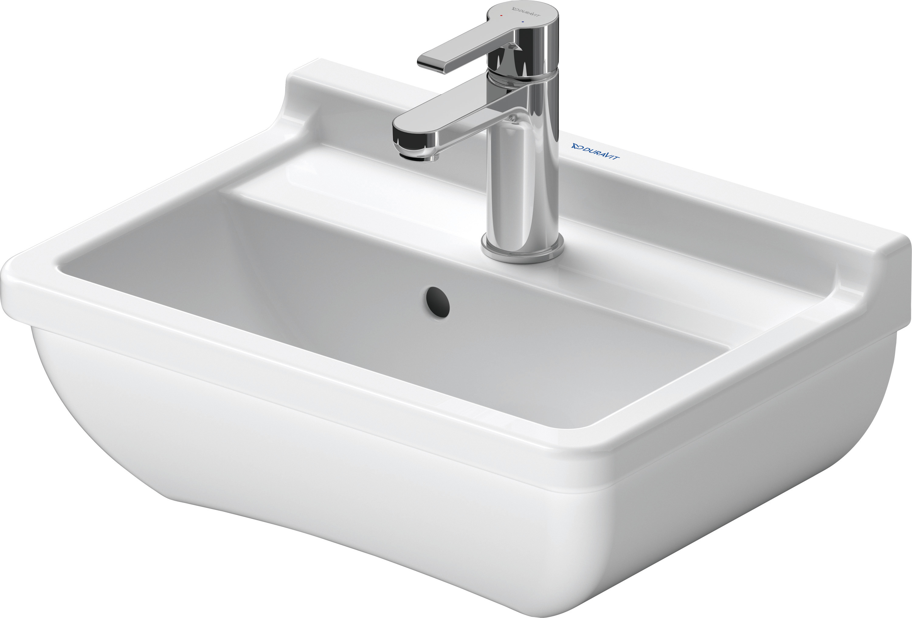 DU Handwaschbecken Starck 3 450 mm mit ÜL, mit HLB, 1 HL, weiß