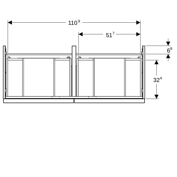 Geberit iCon Unterschrank für DWT, 4 Schubl. 118,4x61,5x47,6cm, weiß hgl/Gr.weiß matt
