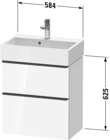 DU D-Neo WTU,Ausz:1,Schubk:1,GR:Bronze G 584x372x625mm,Wandh,Graphit Matt,Dekor