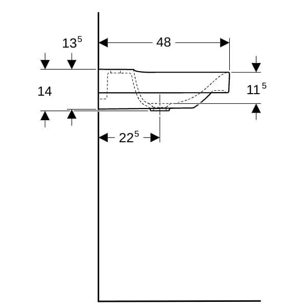 Geberit Xeno2 Waschtisch, 90x48cm m. Hl., o. Ül., weiß, KeraTect