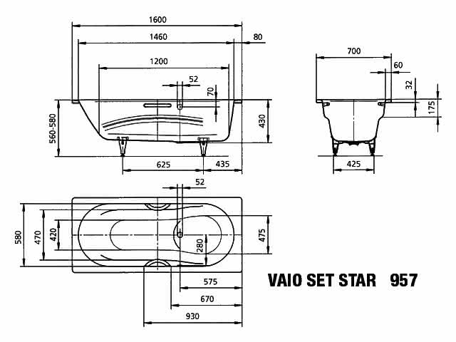 KA BW VAIO SET STAR Mod.957,1600x700mm, pergamon,Perl-Effekt